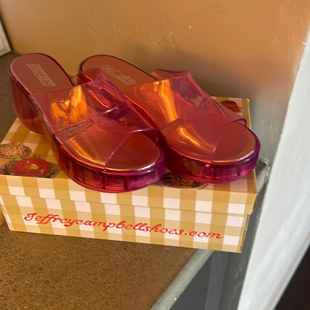 Jeffery Campbell neon pink jellies!